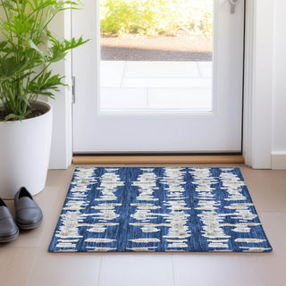 Piper Looms Mayfield Stripes AMF905 Navy Machine Washable Area Rug Scatter Lifestyle Image Feature