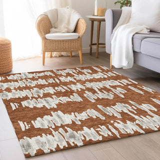 Piper Looms Mayfield Stripes AMF905 Paprika Machine Washable Area Rug Lifestyle Image Feature