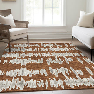 Piper Looms Mayfield Stripes AMF905 Paprika Machine Washable Area Rug Lifestyle Image Feature