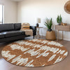 Piper Looms Mayfield Stripes AMF905 Paprika Machine Washable Area Rug Round Lifestyle Image Feature