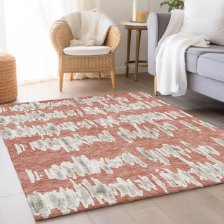 Piper Looms Mayfield Stripes AMF905 Salmon Machine Washable Area Rug Lifestyle Image Feature