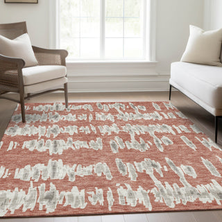 Piper Looms Mayfield Stripes AMF905 Salmon Machine Washable Area Rug Lifestyle Image Feature