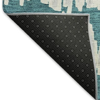 Piper Looms Mayfield Stripes AMF905 Teal Machine Washable Area Rug Backing Image