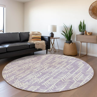 Piper Looms Mayfield Arrows AMF906 Lavender Machine Washable Area Rug Round Lifestyle Image Feature