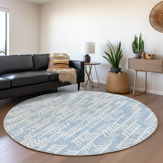 Piper Looms Mayfield Arrows AMF906 Sky Machine Washable Area Rug Round Lifestyle Image Feature