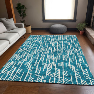Piper Looms Mayfield Arrows AMF906 Teal Machine Washable Area Rug Lifestyle Image Feature