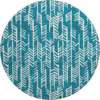 Piper Looms Mayfield Arrows AMF906 Teal Machine Washable Area Rug Round Main Image
