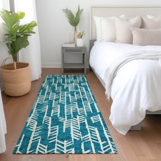 Piper Looms Mayfield Arrows AMF906 Teal Machine Washable Area Rug Runner Lifestyle Image Feature