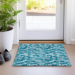 Piper Looms Mayfield Arrows AMF906 Teal Machine Washable Area Rug Scatter Lifestyle Image Feature