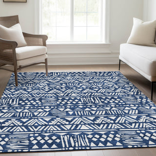 Piper Looms Mayfield Southwest AMF907 Navy Machine Washable Area Rug Lifestyle Image Feature