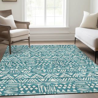 Piper Looms Mayfield Southwest AMF907 Teal Machine Washable Area Rug Lifestyle Image Feature