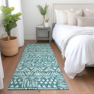 Piper Looms Mayfield Southwest AMF907 Teal Machine Washable Area Rug Runner Lifestyle Image Feature