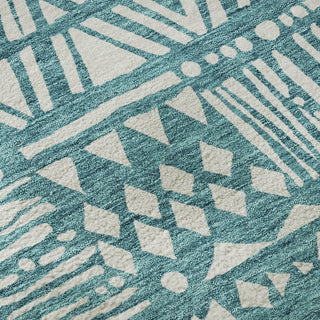 Piper Looms Mayfield Southwest AMF907 Teal Machine Washable Area Rug Swatch Image
