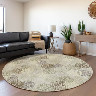 Piper Looms Mayfield Circles AMF908 Beige Machine Washable Area Rug Round Lifestyle Image Feature