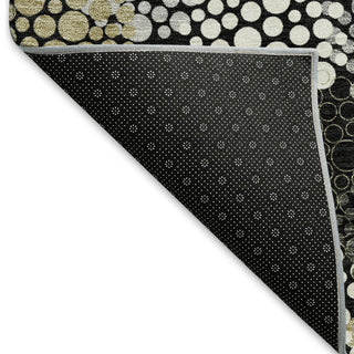 Piper Looms Mayfield Circles AMF908 Black Machine Washable Area Rug Backing Image