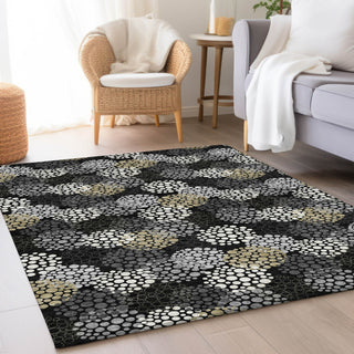 Piper Looms Mayfield Circles AMF908 Black Machine Washable Area Rug Lifestyle Image Feature