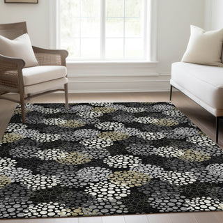 Piper Looms Mayfield Circles AMF908 Black Machine Washable Area Rug Lifestyle Image Feature