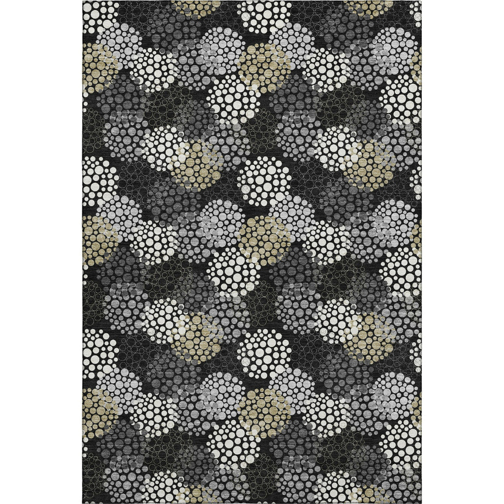 Piper Looms Mayfield Circles AMF908 Black Machine Washable Area Rug main image
