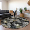Piper Looms Mayfield Circles AMF908 Black Machine Washable Area Rug Round Lifestyle Image Feature