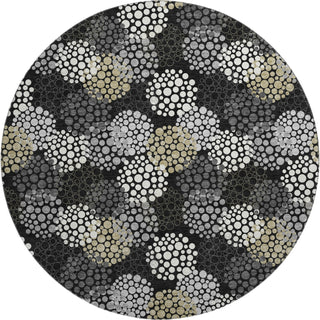 Piper Looms Mayfield Circles AMF908 Black Machine Washable Area Rug Round Main Image