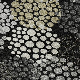 Piper Looms Mayfield Circles AMF908 Black Machine Washable Area Rug Swatch Image