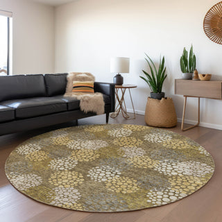 Piper Looms Mayfield Circles AMF908 Brown Machine Washable Area Rug Round Lifestyle Image Feature