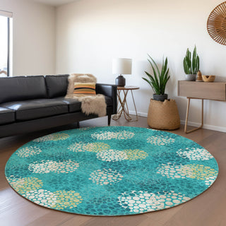 Piper Looms Mayfield Circles AMF908 Emerald Machine Washable Area Rug Round Lifestyle Image Feature