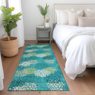 Piper Looms Mayfield Circles AMF908 Emerald Machine Washable Area Rug Runner Lifestyle Image Feature