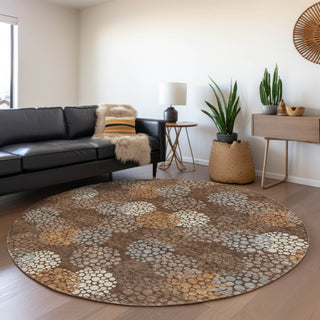 Piper Looms Mayfield Circles AMF908 Fudge Machine Washable Area Rug Round Lifestyle Image Feature