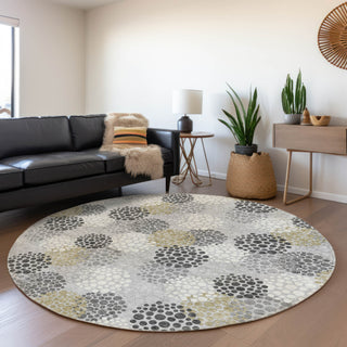 Piper Looms Mayfield Circles AMF908 Gray Machine Washable Area Rug Round Lifestyle Image Feature