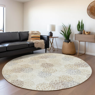 Piper Looms Mayfield Circles AMF908 Ivory Machine Washable Area Rug Round Lifestyle Image Feature