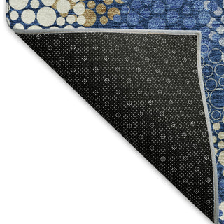 Piper Looms Mayfield Circles AMF908 Navy Machine Washable Area Rug Backing Image