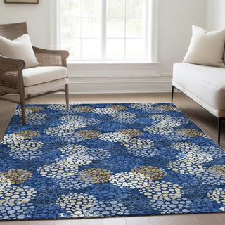 Piper Looms Mayfield Circles AMF908 Navy Machine Washable Area Rug Lifestyle Image Feature