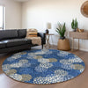 Piper Looms Mayfield Circles AMF908 Navy Machine Washable Area Rug Round Lifestyle Image Feature