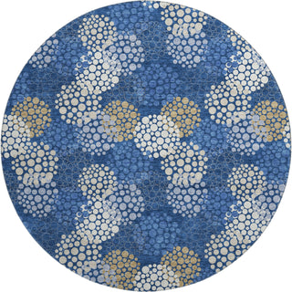 Piper Looms Mayfield Circles AMF908 Navy Machine Washable Area Rug Round Main Image