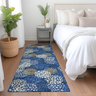 Piper Looms Mayfield Circles AMF908 Navy Machine Washable Area Rug Runner Lifestyle Image Feature