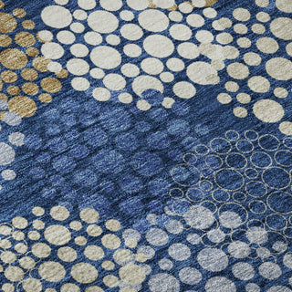Piper Looms Mayfield Circles AMF908 Navy Machine Washable Area Rug Swatch Image