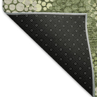 Piper Looms Mayfield Circles AMF908 Olive Machine Washable Area Rug Backing Image