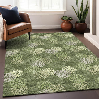Piper Looms Mayfield Circles AMF908 Olive Machine Washable Area Rug Lifestyle Image Feature