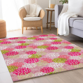 Piper Looms Mayfield Circles AMF908 Pink Machine Washable Area Rug Lifestyle Image Feature