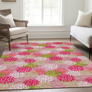 Piper Looms Mayfield Circles AMF908 Pink Machine Washable Area Rug Lifestyle Image Feature