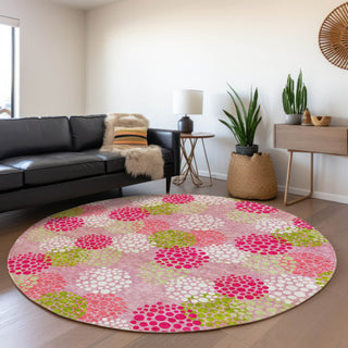 Piper Looms Mayfield Circles AMF908 Pink Machine Washable Area Rug Round Lifestyle Image Feature