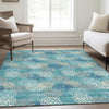 Piper Looms Mayfield Circles AMF908 Teal Machine Washable Area Rug Lifestyle Image Feature