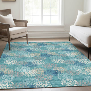 Piper Looms Mayfield Circles AMF908 Teal Machine Washable Area Rug Lifestyle Image Feature