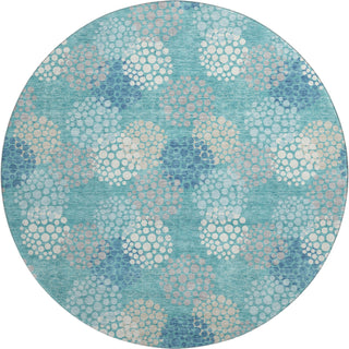 Piper Looms Mayfield Circles AMF908 Teal Machine Washable Area Rug Round Main Image