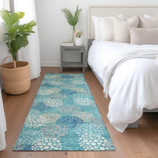 Piper Looms Mayfield Circles AMF908 Teal Machine Washable Area Rug Runner Lifestyle Image Feature