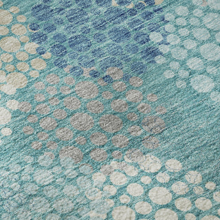 Piper Looms Mayfield Circles AMF908 Teal Machine Washable Area Rug Swatch Image