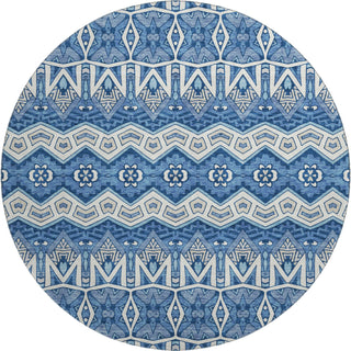 Piper Looms Mayfield Moroccan AMF909 Blue Machine Washable Area Rug Round Main Image