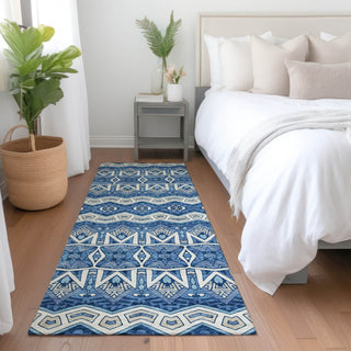 Piper Looms Mayfield Moroccan AMF909 Blue Machine Washable Area Rug Runner Lifestyle Image Feature