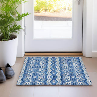Piper Looms Mayfield Moroccan AMF909 Blue Machine Washable Area Rug Scatter Lifestyle Image Feature